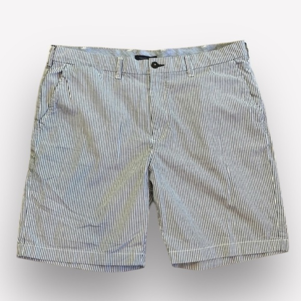 🕺🐠Tommy Hilfiger shorts white blue flat front pockets cotton size 40